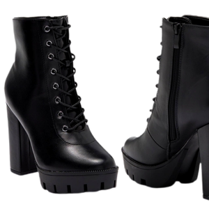 Top Moda Top Guy PU Black Lace Up Lug Sole Boot NEW IN BOX $109